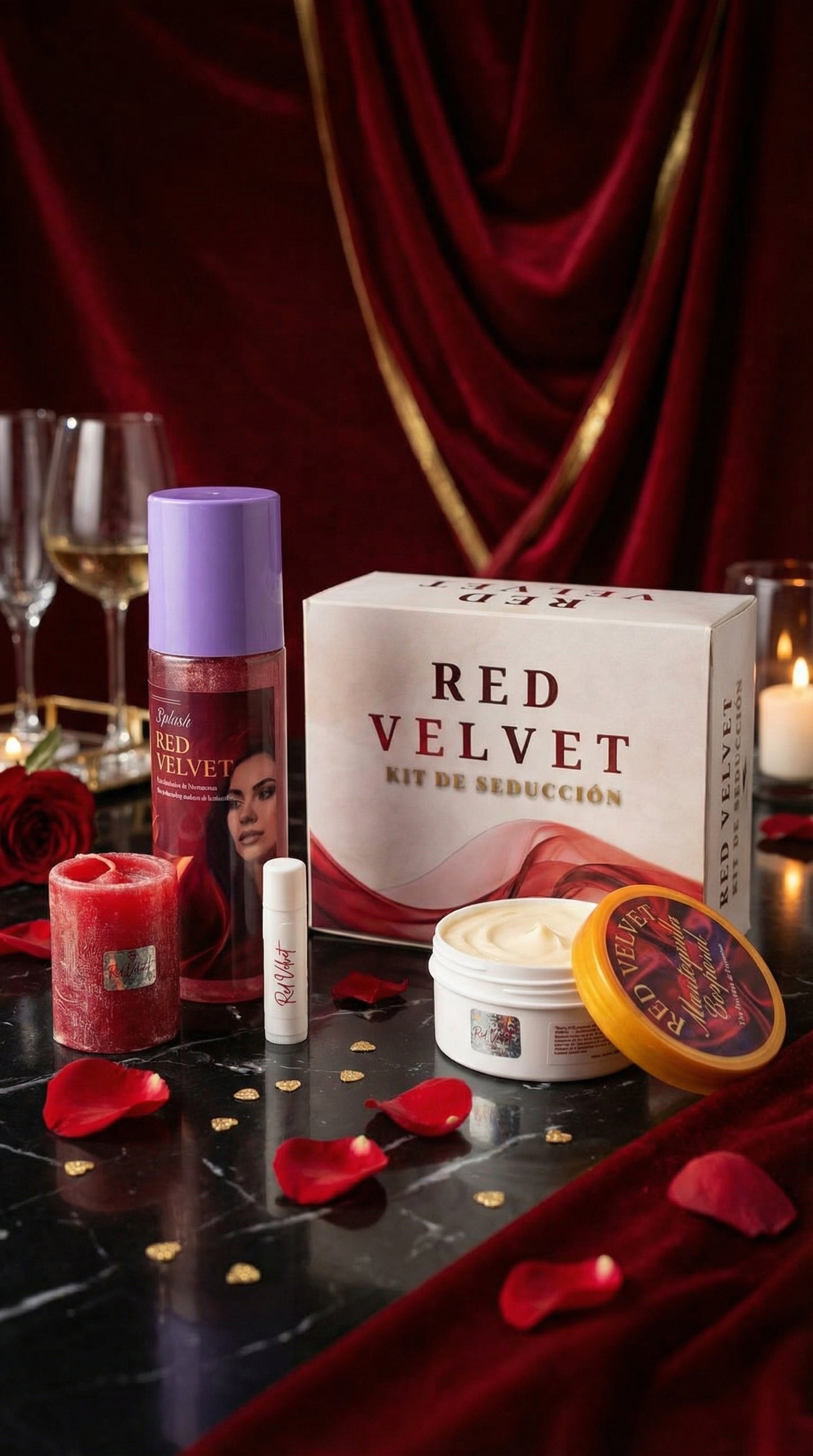 KIT RED VELVET / Labial con Feromonas y Vela Aromatizada
